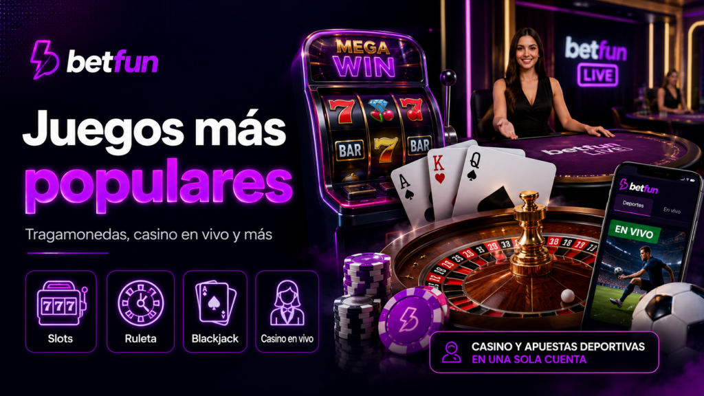 Juegos de Betfun con tragamonedas, ruleta, blackjack, casino en vivo y apuestas deportivas